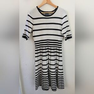 Gabby Skye Black and Gray Striped Knit Top